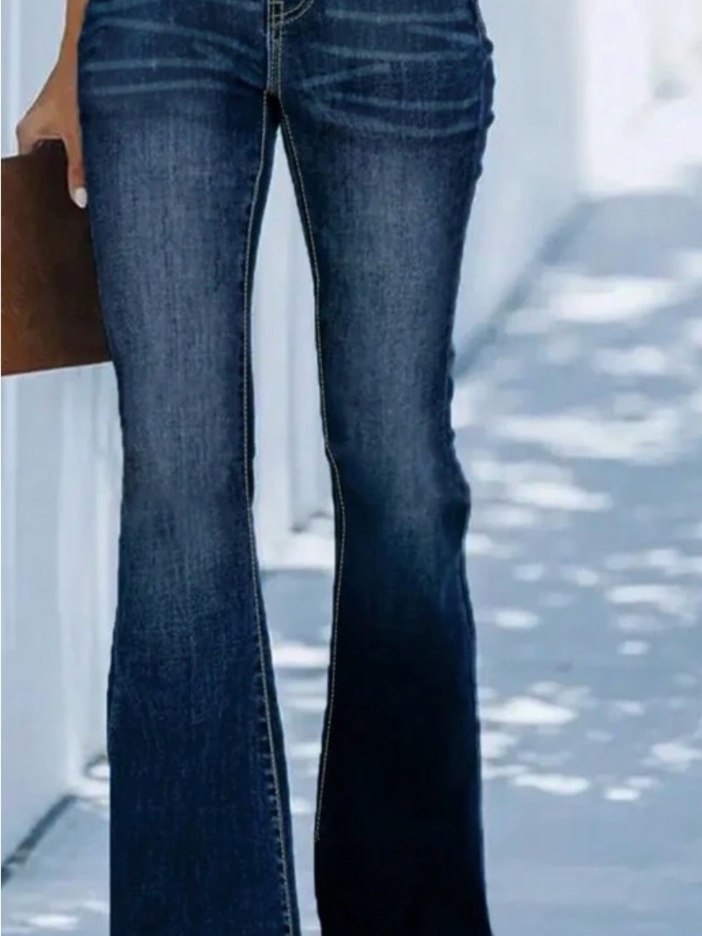 High-Rise Dark Blue Flare Jeans for Women